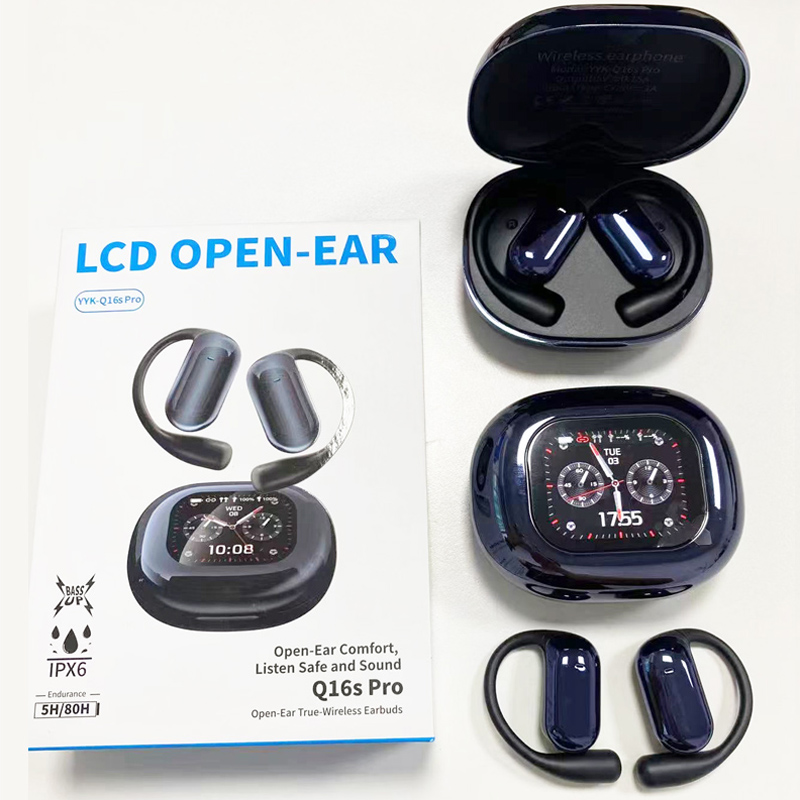 Real Time AI Translator YYK Q16S Pro Bluetooth Wireless Translation Earbuds LCD Full Color Smart Touch Screen Over Ear Earphones Ear-Hook