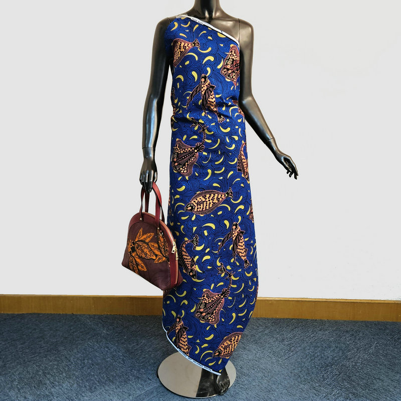 Dutch Wax Print Fabric - Shiny Golden Satin Woven Material for Fashion Designs | Machine Washable | 6 Yards Per Piece