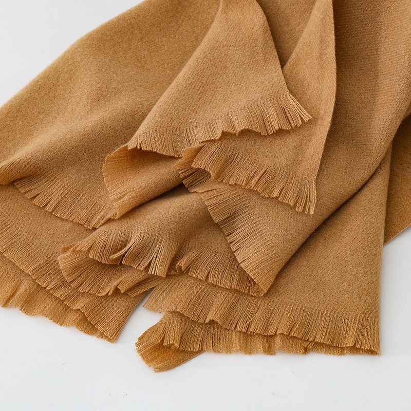 K1444 Short beard scarf shawl high-grade pure color red scarf women autumn and winter all-match wool cashmere scarf wholesale