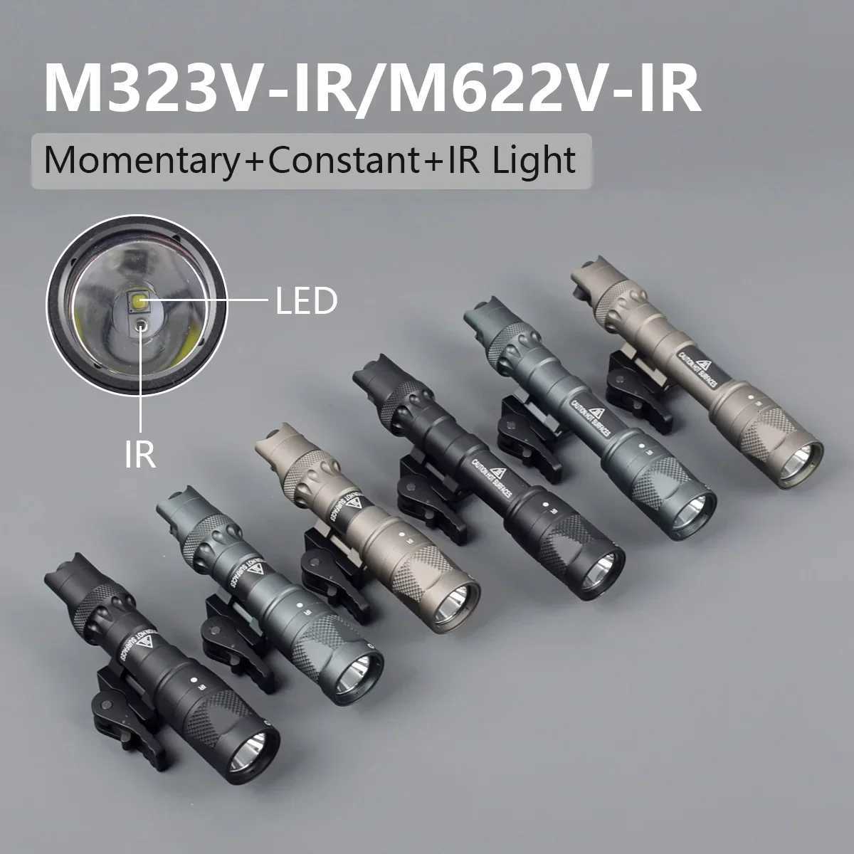 Tactical Surefire M300 M600 Upgrade M323V M622V M323V-IR M622V-IR Airsoft Weapon Light with Quick Release Base Fit 20MM Rail W250722