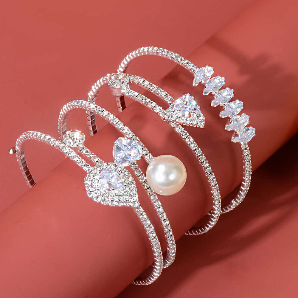 Copper electroplated zircon bracelet for women