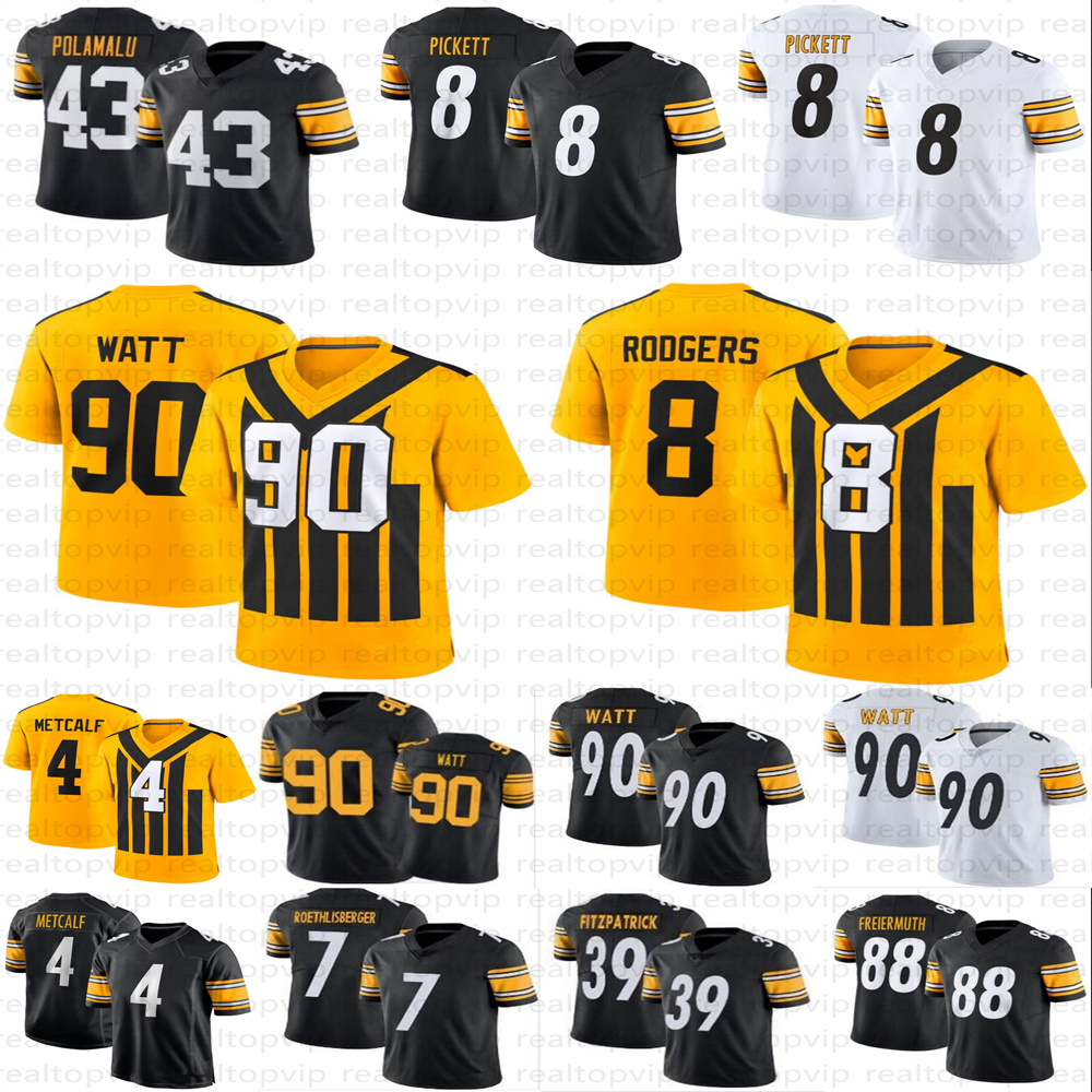 DK Metcalf Football Jersey George Pickens TJ Watt Joey Porter Jr Najee Harris Troy Polamalu Zach Frazier Fautanu Jaylen Warren Patrick Queen stitched shirts