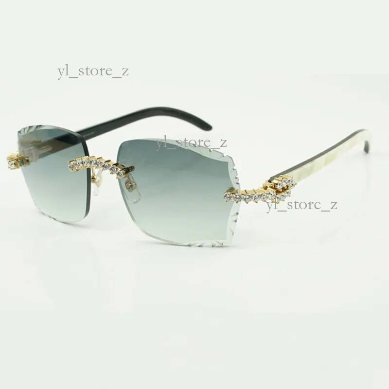 Fashionable Luxury New Diamond Cut Lens carteras Sunglasses for Men and Women Frameless Designer with Original mixed black Buffalo Horn Legs bbc