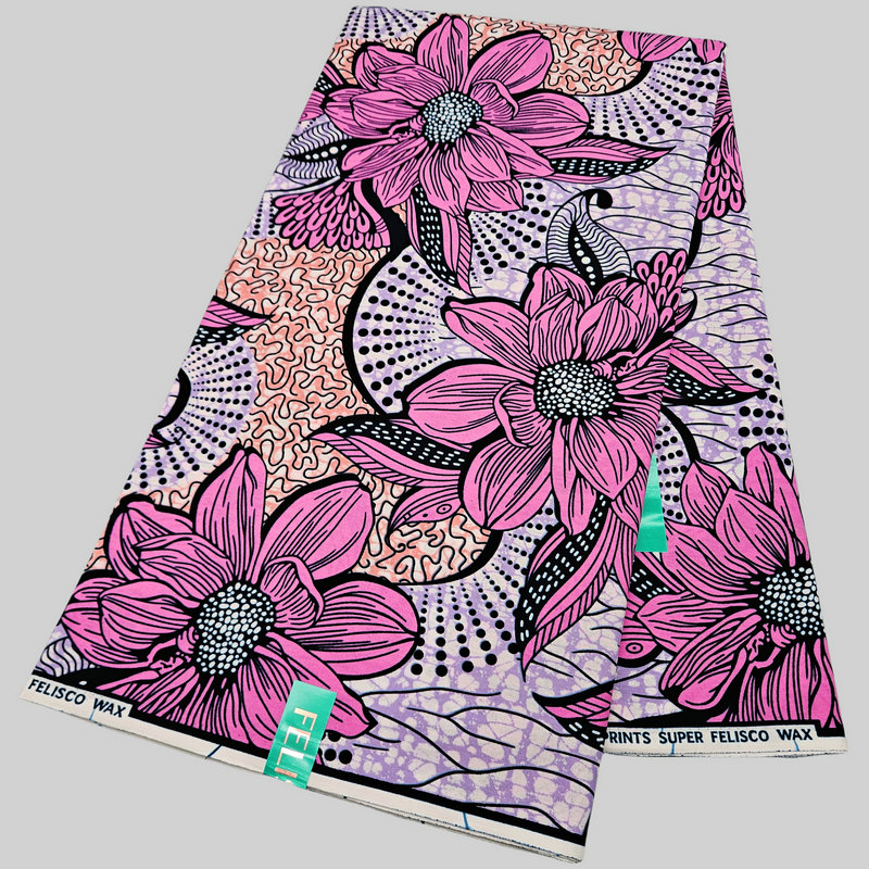 Exquisite Dutch Wax Prints Fabric - 6 Yards Long Floral Motif - Super Holland Wax Material - Cloth Ideal for Sewing Projects