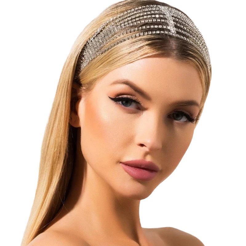 Hip Hop Trendy Hair Accessory for Women Multi layer Luxury Colorful VVS Moissanite Studded Jewelry Headdress