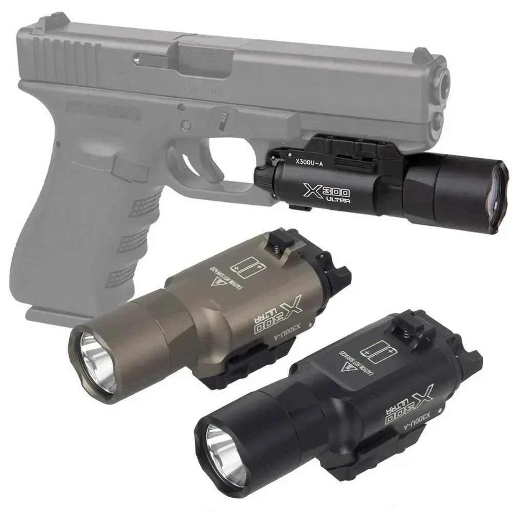 300U Metal Tactical Flashlight 1000 Lumens White LED Weapon Light Airsoft Lamp Hunting Accessories Fit 20MM Rail W250722