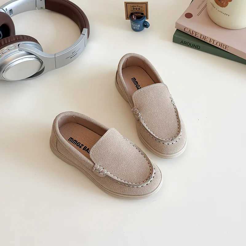 Spring Kids Loafers Suede Minimalist Trendy Unisex Boys Girls Leather Shoes Versatile Slip-resistant Solid Color Children Shoe XJ250724