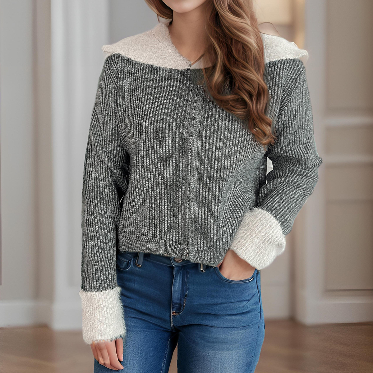 hot Free shipping designer sweater for women Fashionable and minimalist sweater thick and warm loose knit top