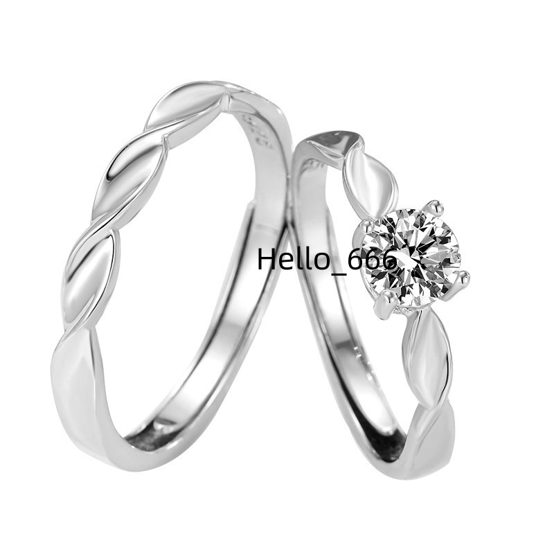 925 Sterling Silver Adjustable Couple Rings Moissanite Promise Knot Mobius Design Wedding Jewelry Gift for Lovers