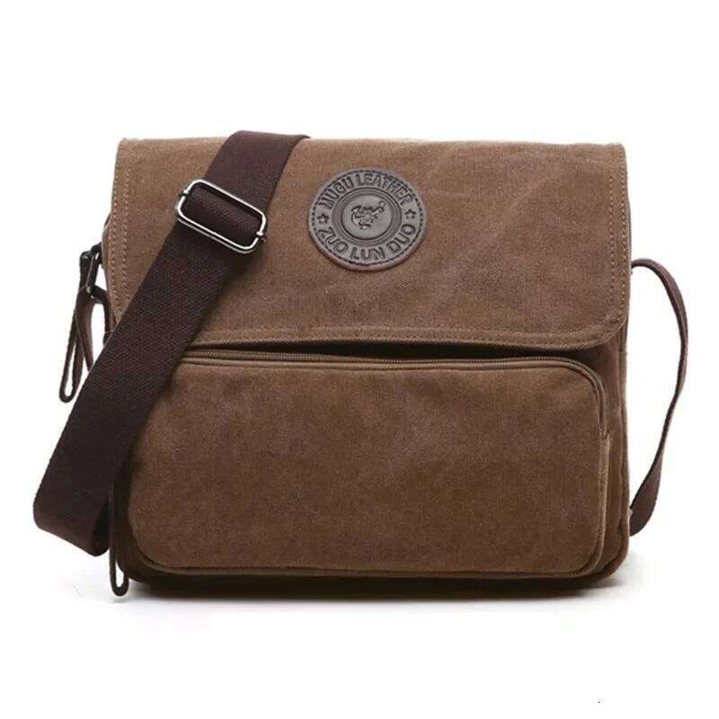 Men Traveler Zip Shoulder Casual Canvas Bolsos De
