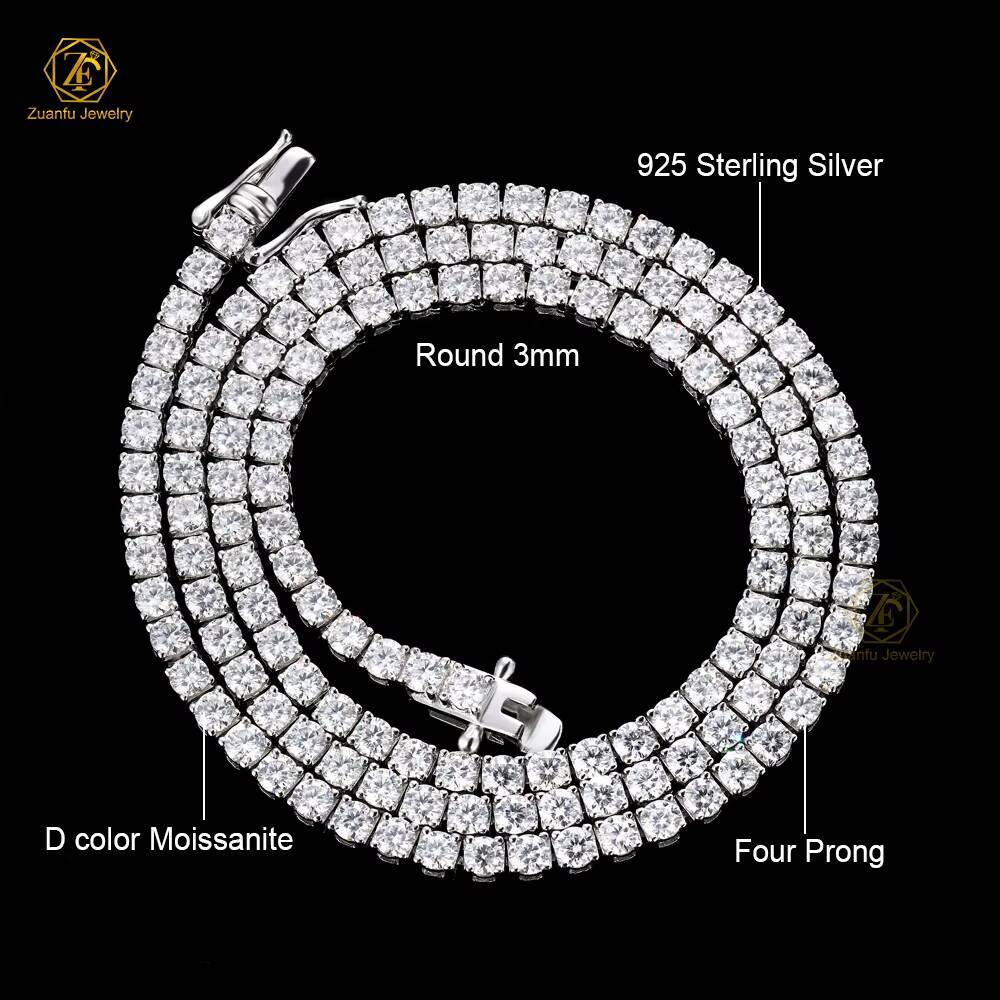 High Quality D VVS1 Moissanite Diamond Tennis Chain Necklace Bracelet Wholesale Price with GRA Certificate