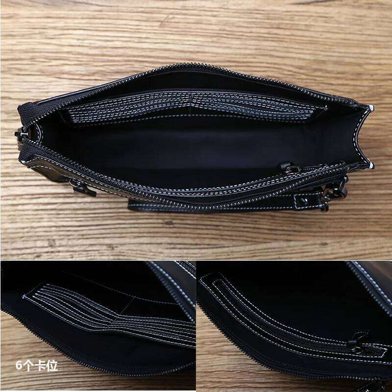 NZPJ Genuine Leather Men's Clutch Natural Cowhide Wallet Large Capacity Mobile Phone Bag Casual Businesse Envelope For