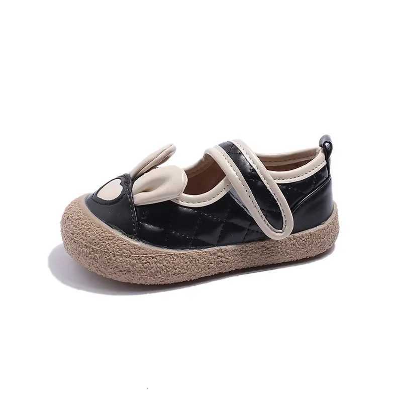 Girls Shoes New Children Princess Black White Flats Spring Autumn Fashion Soft-soled Baby Bow Fashion Footwear Size 21-30 XJ250724