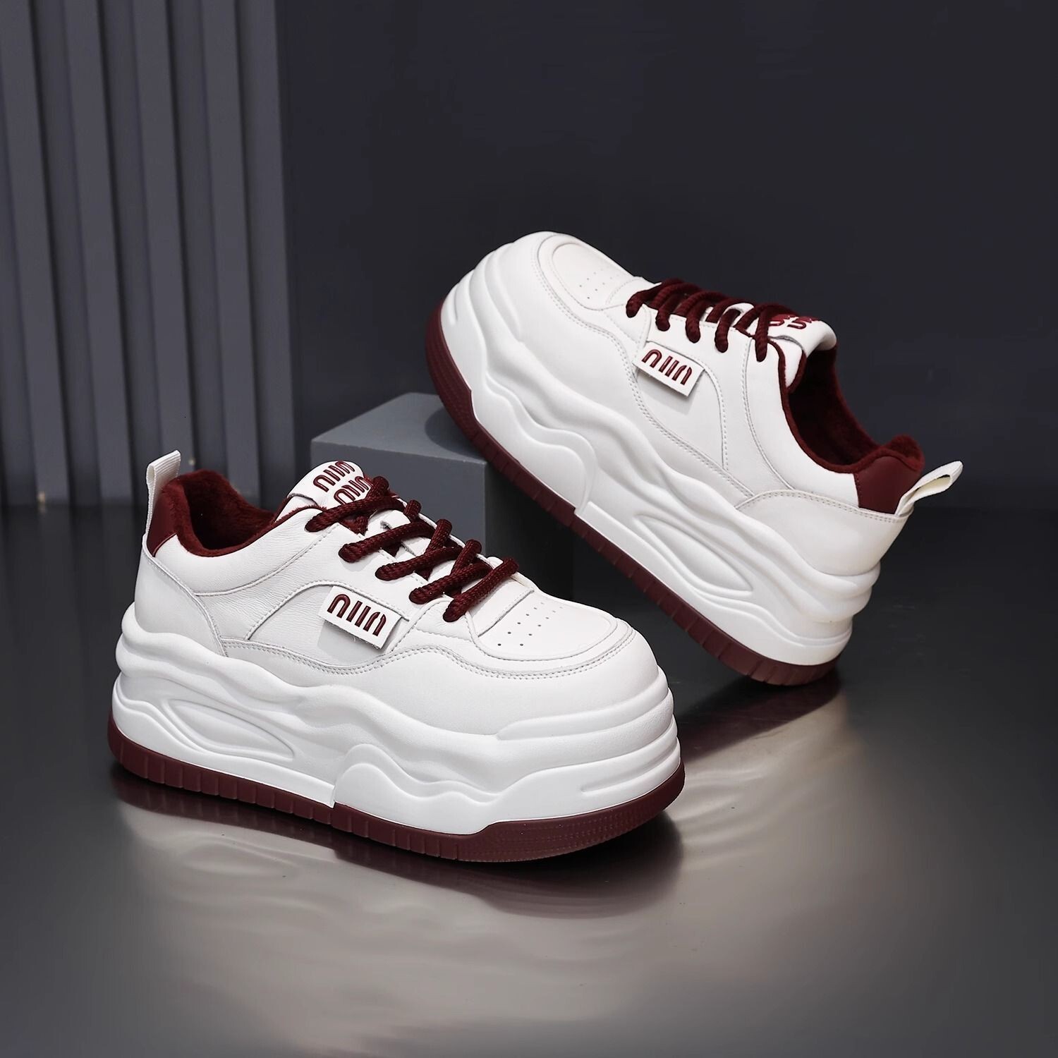 Trendy Super Thick-Soled White Sneakers 2025 Spring New Breathable Platform Soft Sole Fashion Student Casual Shoes ddmythur