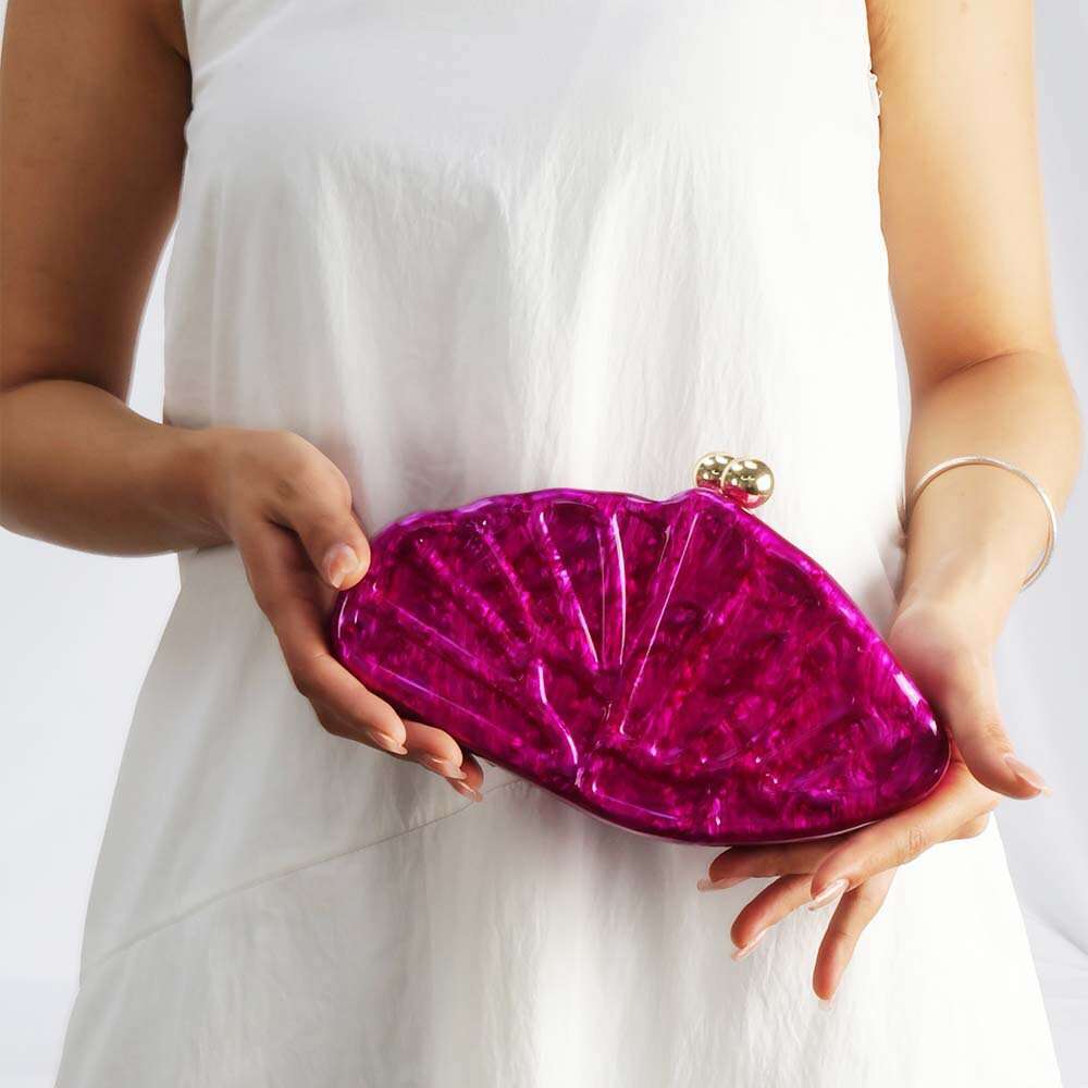 Designer Luxury Evening Diamond Women's New Crossbody Shell Fan-shaped Acrylic Bag Fashion Wedding Evening Clutch