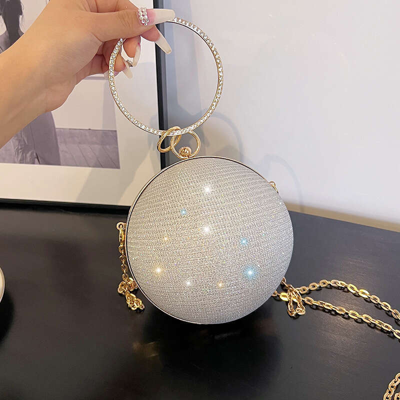 Niche Design Round Ball for Women New High-End Handheld Crossbody Chain Small Evening Mini Lipstick Bag