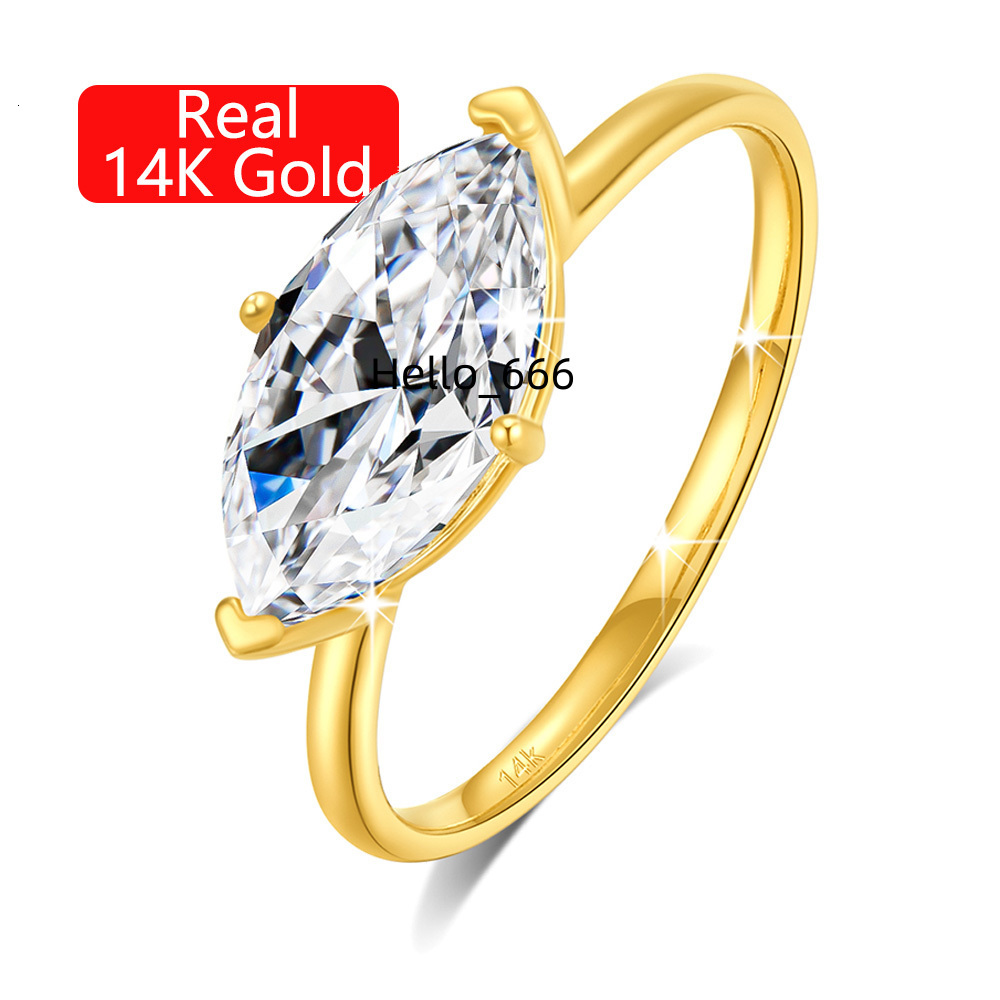 Luxury Engagement Jewelry 6x12mm 2ct Marquise Cut Moissanite Hollow 14k Ring Womens Gold
