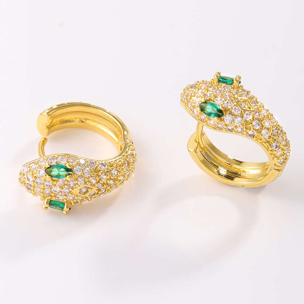 2024 Hot-Selling Same Style Micro-Inlaid Zircon Snake-Shaped Elegant Women's Hoop Earrings Exquisite