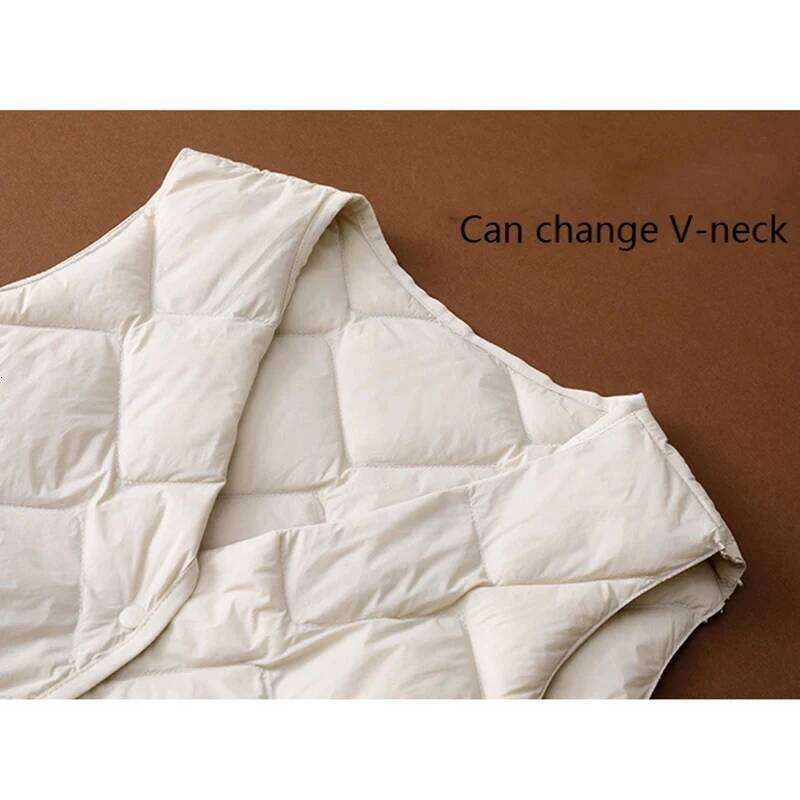 Lagabogy 2025 New Autumn Winter Ultra Light Thin White Duck Down Vest Women Puffer Jacket Female Slim Waistcoat Casual Sleeveles
