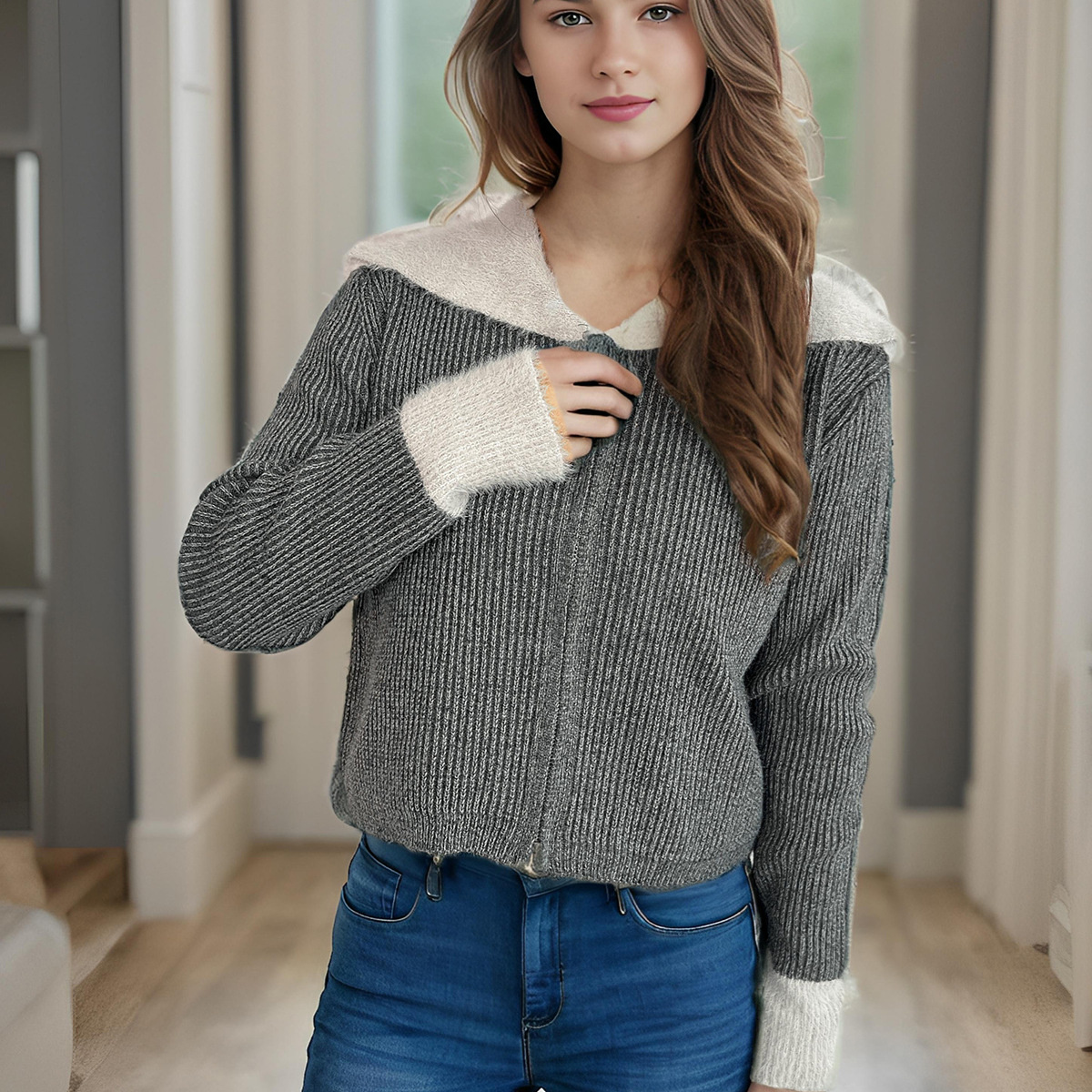 hot Free shipping designer sweater for women Fashionable and minimalist sweater thick and warm loose knit top