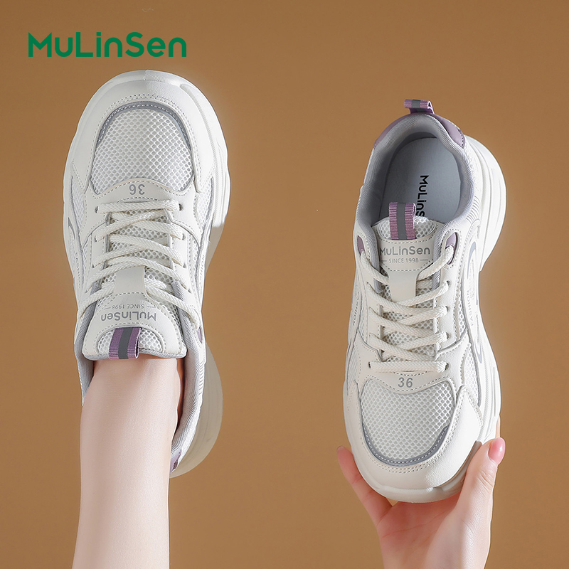 Mulinsen summer dad shoes for women 2025 new mesh breathable sports shoes for small height casual Forrest Gump shoes