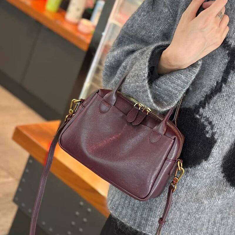 Women Natural Cow Leather Handbags Ladies High Quality Shoulder Bag Female Fashion Retro Designer Cowhide Crossbody Bags