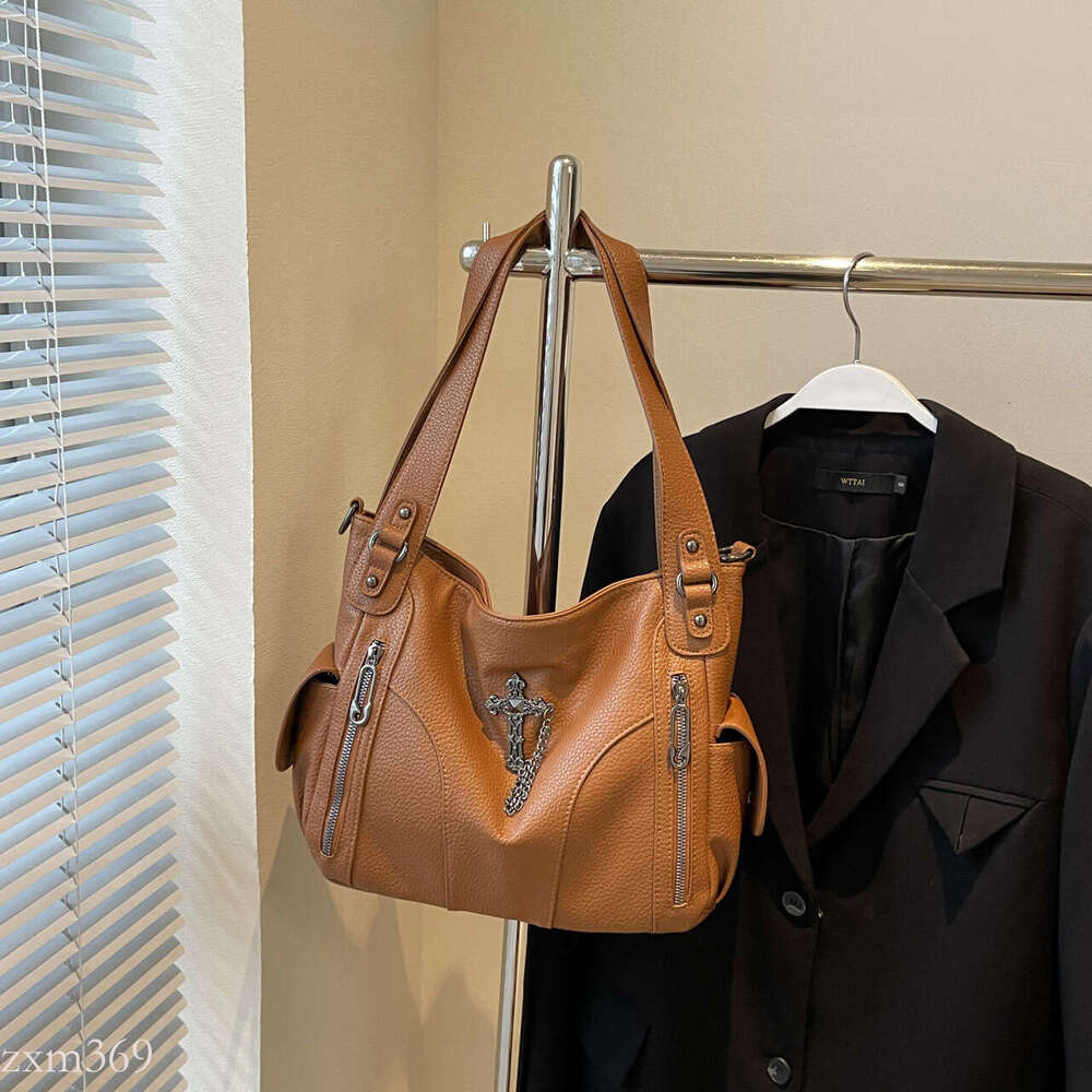 Autumn Winter Tote Crossbody Women Versatile High-end Large Capacity Motorcycle Style Handbag Shoulder Bag