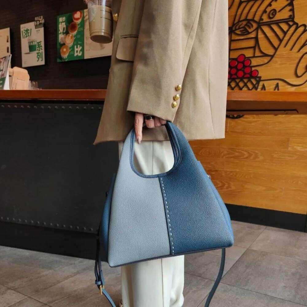 Soft All-match Commuter Panelled Bucket New Moda Personalized Leather Texture Purses Elegant Women Crossbody Bag