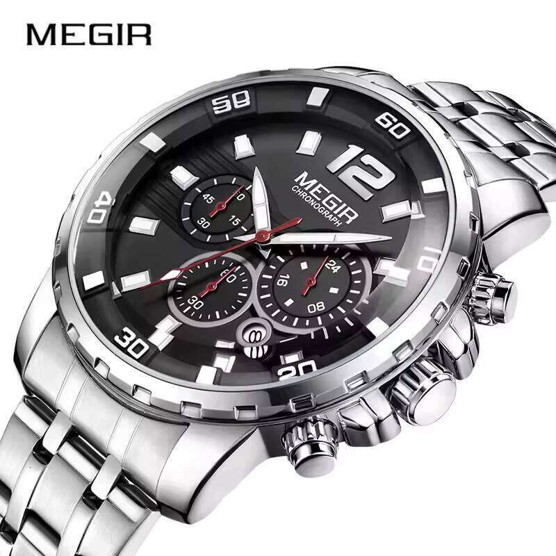 MEGIR Men's Luxury Gold Sports Watch - Chronograph, Waterproof, Luminous, Stainless Steel - Cross-Border Best Seller Watch