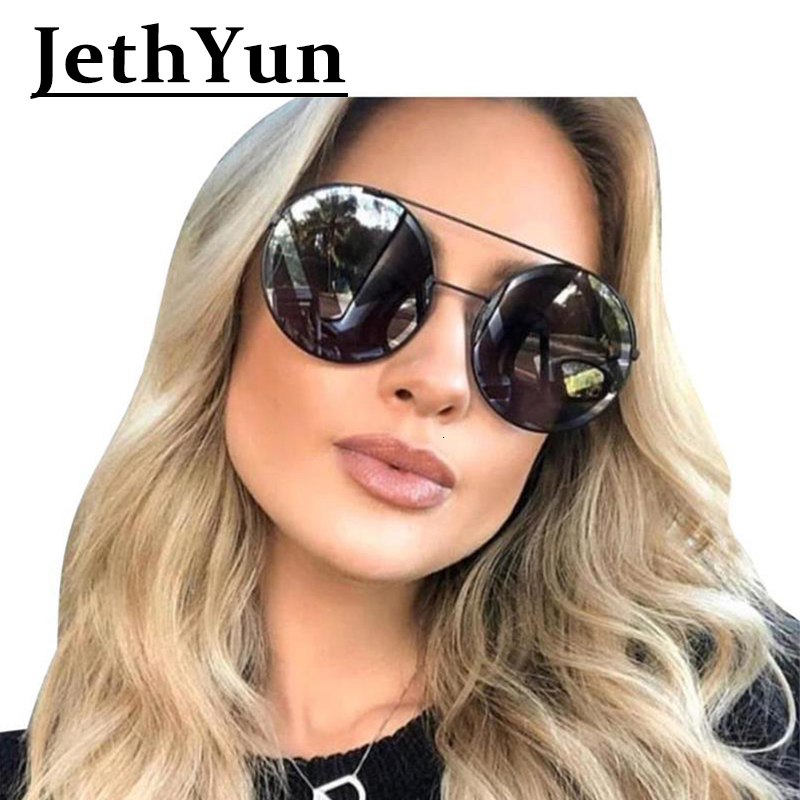 Round Black Sunglasses Women new Trendy Luxury Brand Designer Big Shades Clear Circle Sun Glasses Mens Metal Frame Men Shades