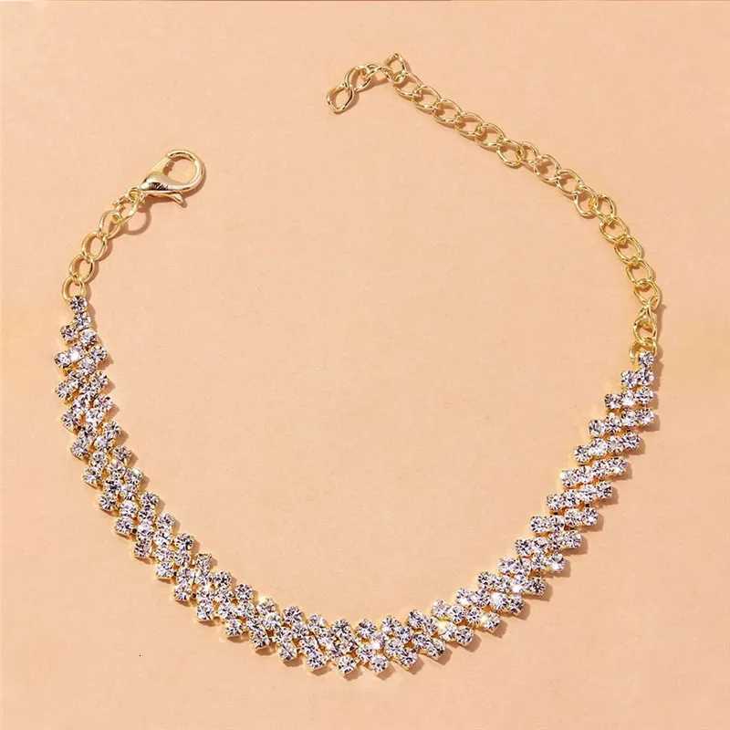 Shining Cubic Zirconia Chain Anklet for Women Fashion Silver Color Ankle Bracelet Barefoot Sandals Foot Jewelry S250723