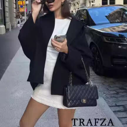 Autumn Winter New Women's Wool With Turn-Down Collar Loose Shearling Coat B5