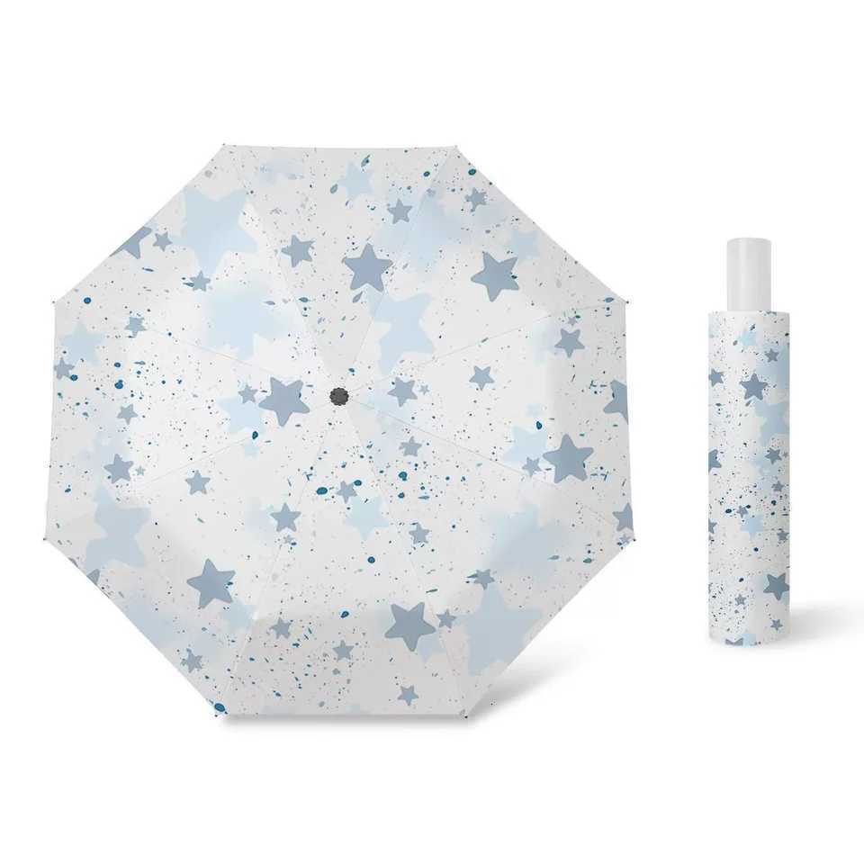 Blue Stars Full Motion Umbrella Sunshine Rain Dual Use Umbrella Sun Protection UV High-Precision Folding Sun Umbrella R250724