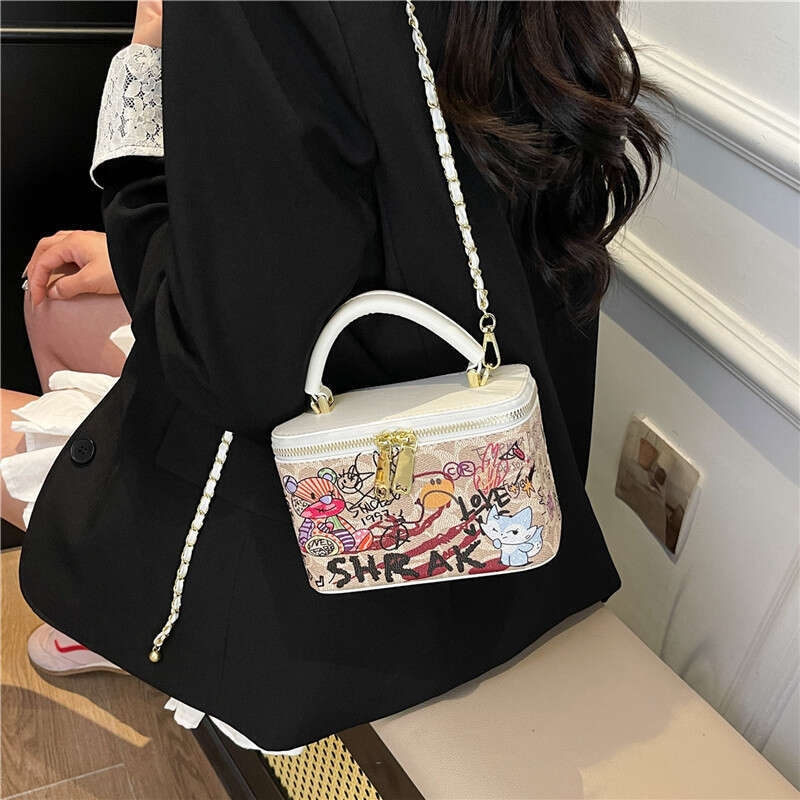 High-End for Women 2025 New Graffiti Box Versatile Fashionable Unique Handbag Stylish Shoulder Crossbody Bag