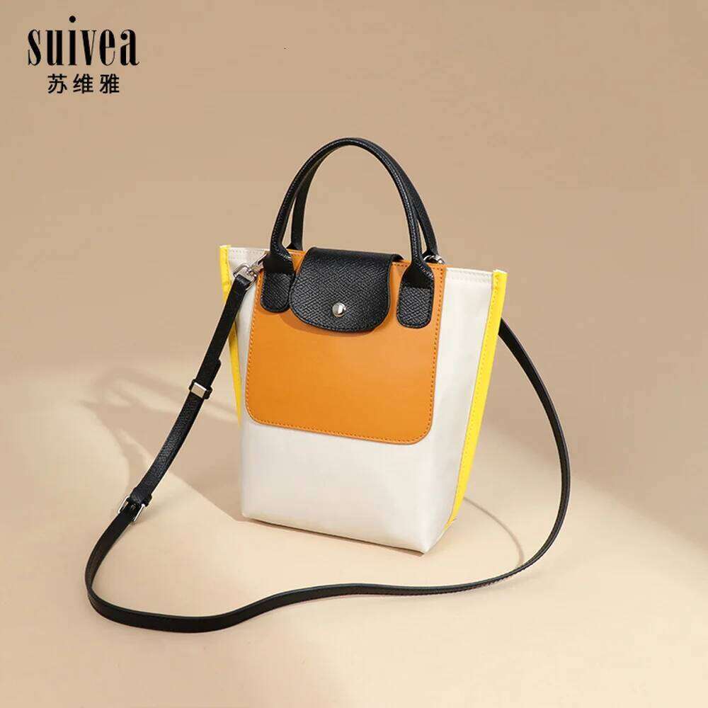 2025 New Nylon Color Blocked Tote Large Capacity Shoulder High Quality Texture Fashion Handbag Versatile Women's Bag