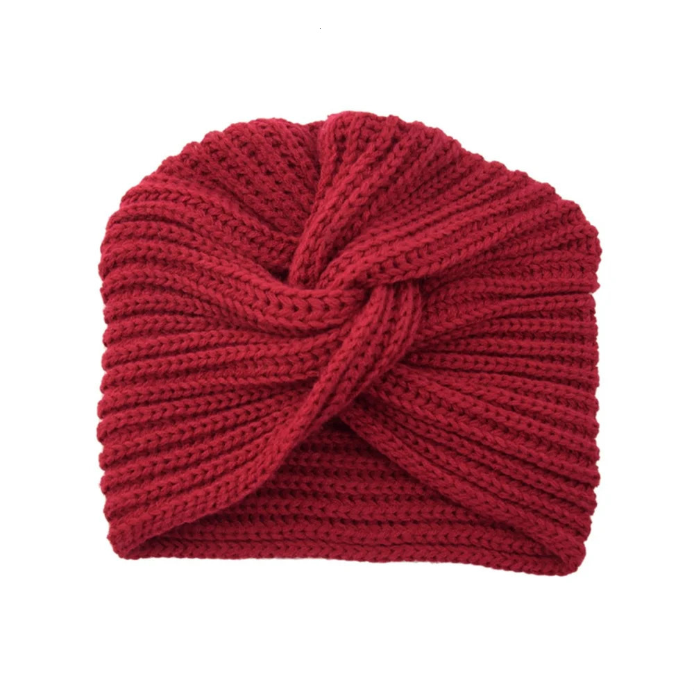 Womens Knitted Turban Hat Bohemia Cashmere Cross Wrap Head Lndian Wool Bonnet Turbante Cap 250722