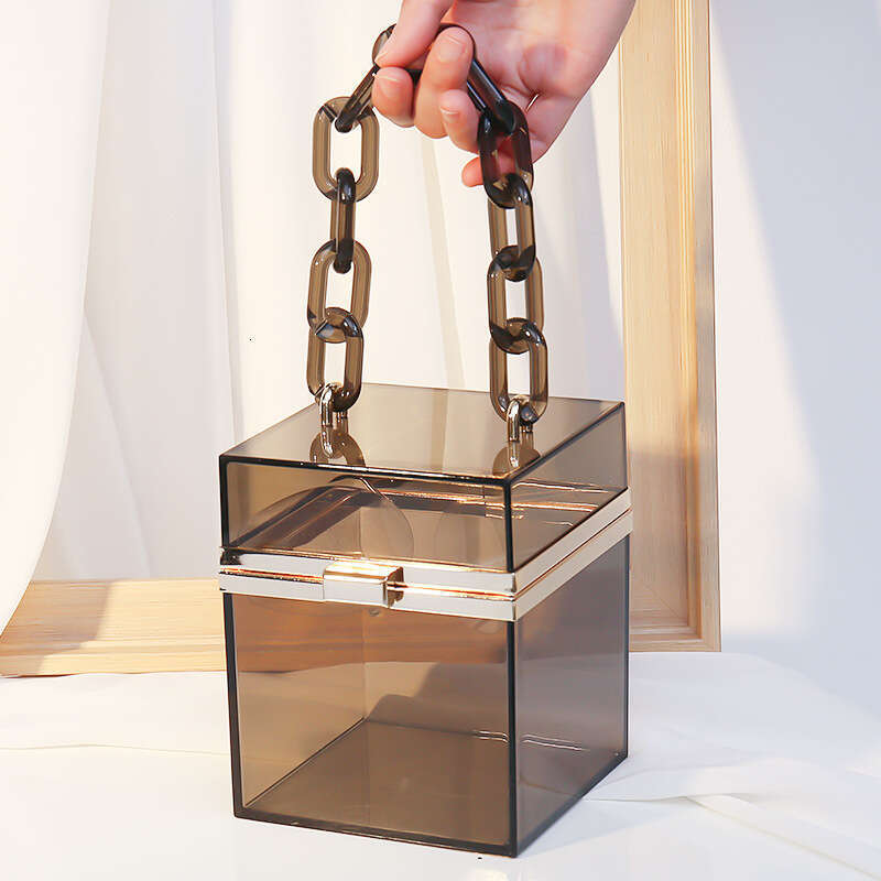 Designer Luxury Evening Diamond Hot Style Handheld Fashion Casual Versatile Transparent Acrylic Mini Women's Square Box Bag