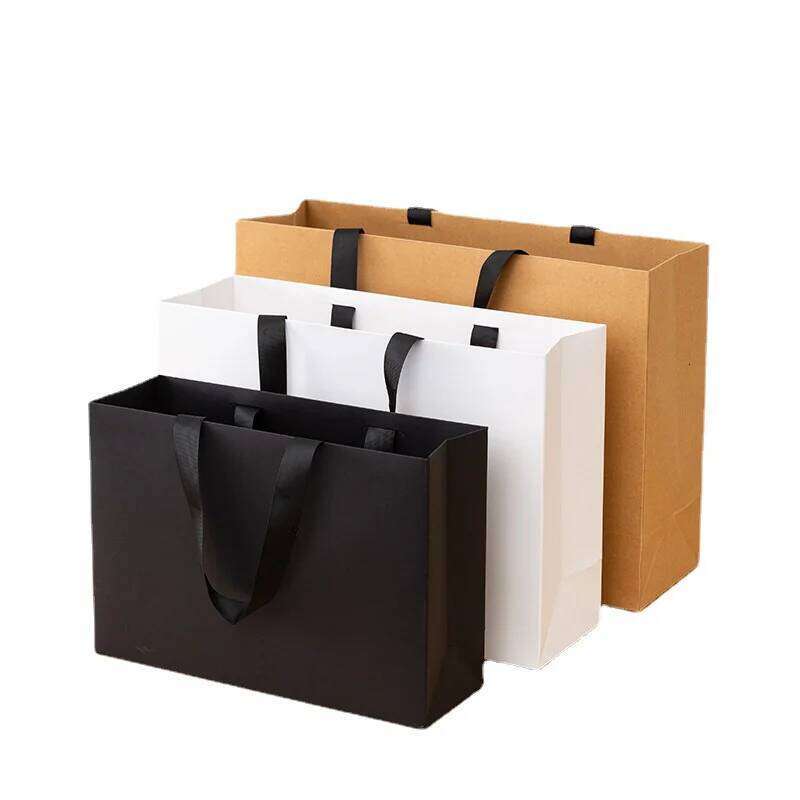 10pcs Paper Custom Clothing Store Handbag Printed Gift Cosmetic Shirt Jacket Product Packaging Bag
