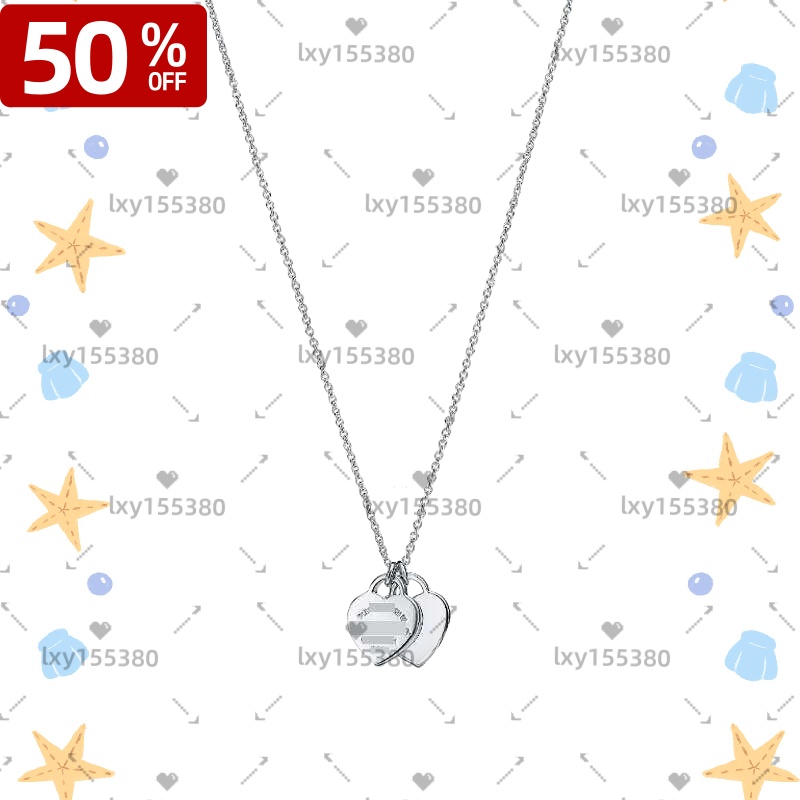 double heart necklace designer necklaces Gold Plated Stainless Steel Various color options Stylish design women designer jewelry chain