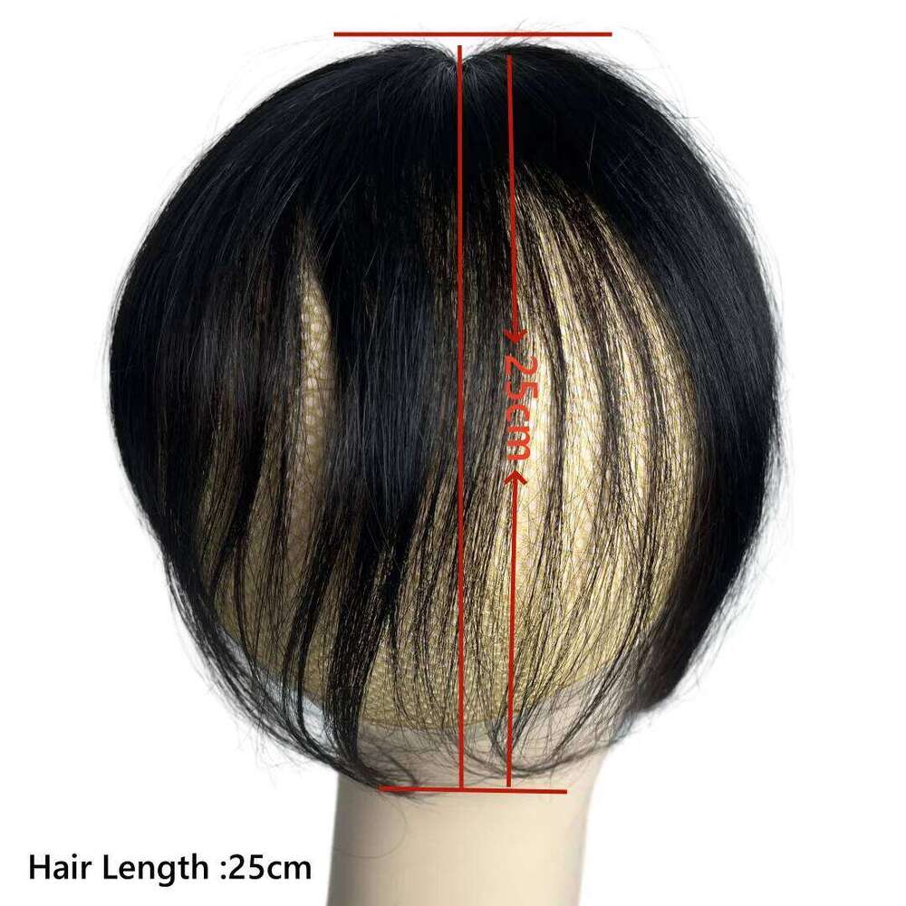 Women's 100% Human Topper with Bangs Clip-In Straight Piece Natural Fringe 25cm False for Quick Hair Volume