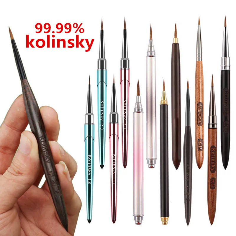 Different Colored Handle Kolinsky Hair Nail Acrylic Brush Liquid Powder DIY Nail Drawing Nail Art Bruses 250716