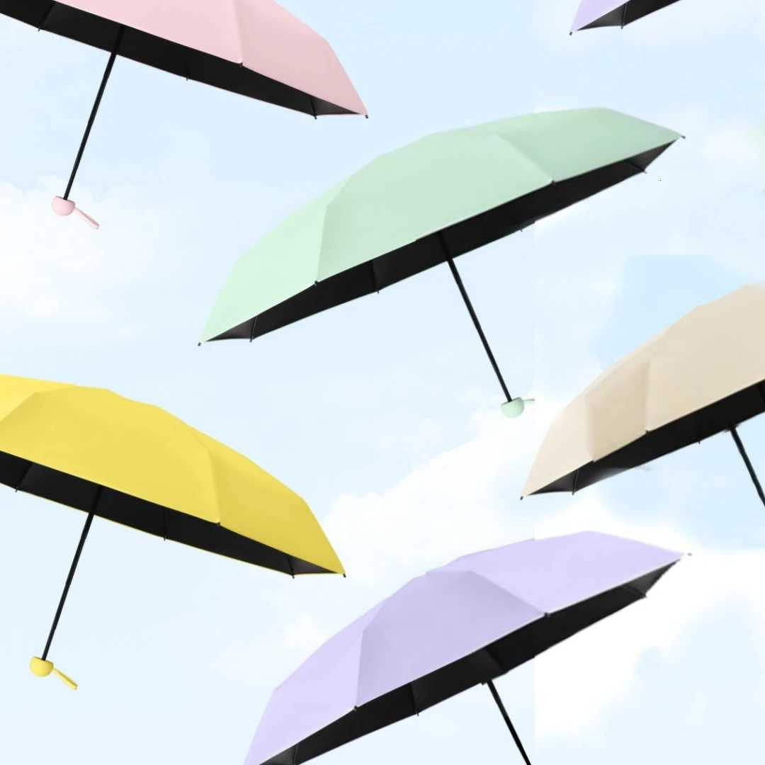 50+ Mini Capsule Folding Umbrella Vinyl Portable Sun Rain Umbrella UV Sunshade Small Pocket Parasol for Dual Use Protection R250724