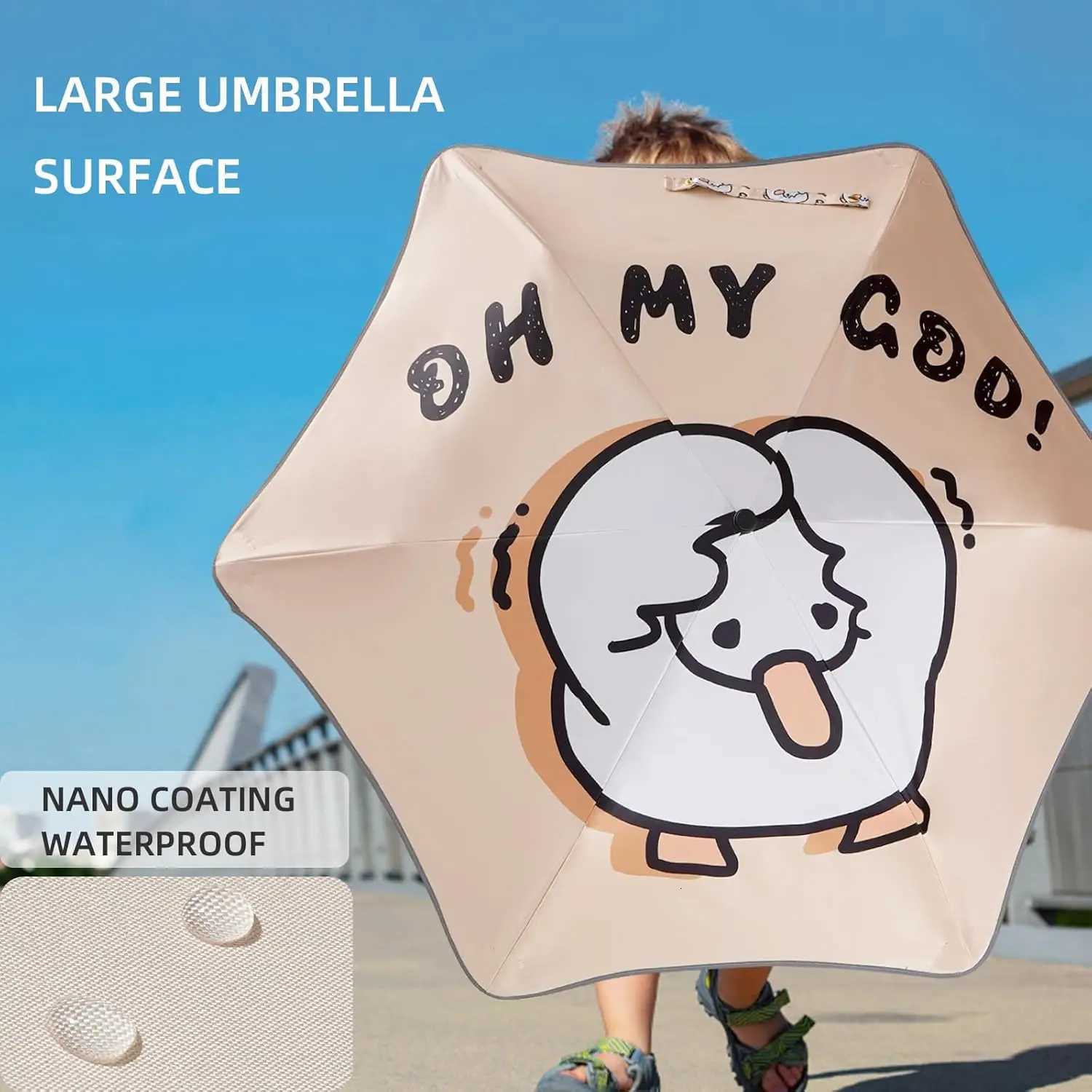 Saferound Folding Umbrella Anti UV Compact Durable Auto Open Close Lightweight Backpack Cute Cartoon Umbrella for Girls and Boys R250724