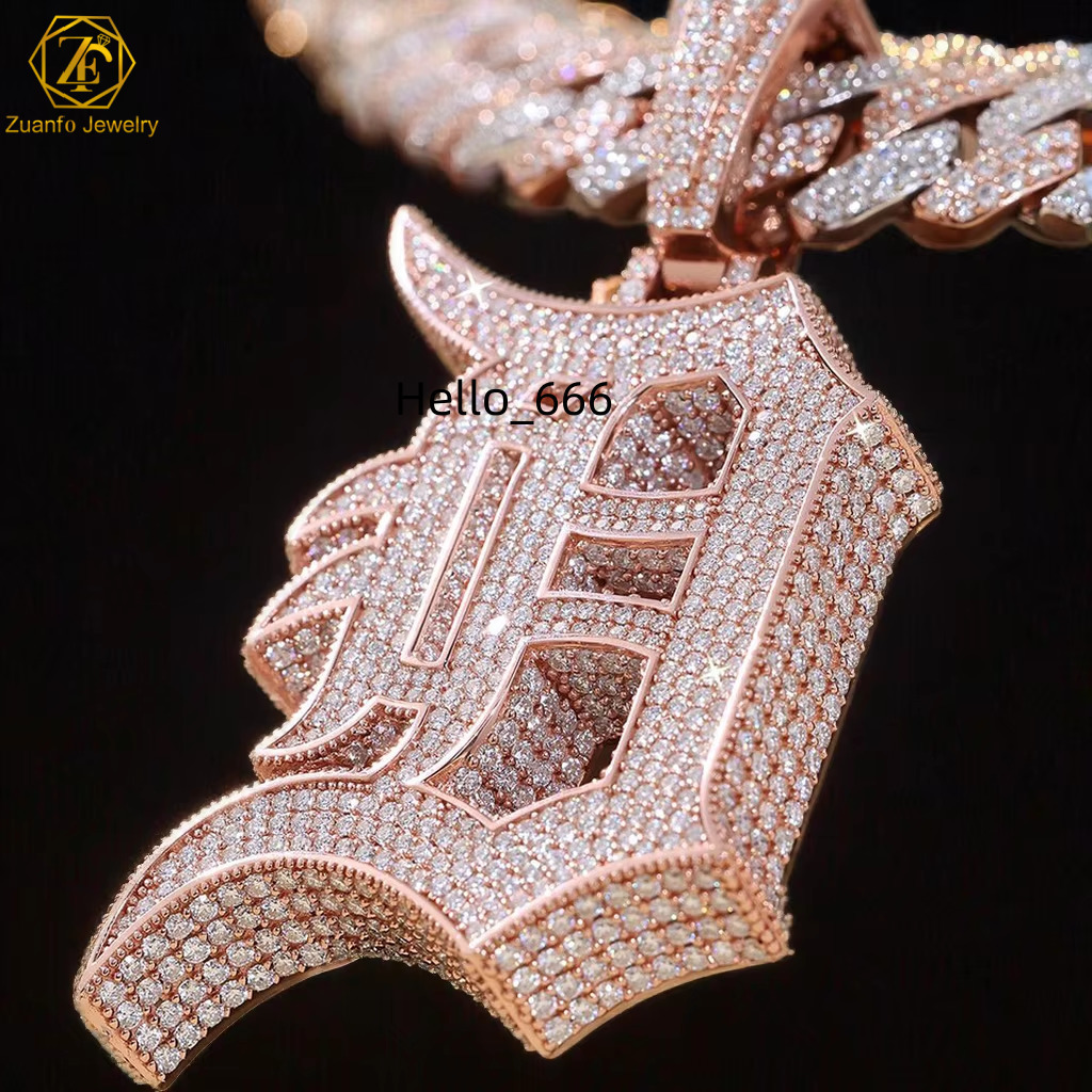 Luxury VVS Mossanite Diamond Pendant Iced Out Hiphop Jewelry Initial Letter 925 Sliver Hiphop Custom Moissanite Pendant