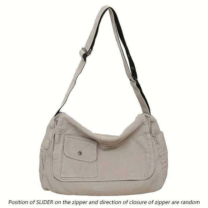 Casual Canvas Messenger Bag Versatile Flip Large Capacity Shoulder Book Bags Student Adjustable Crossbody bags For Men Women