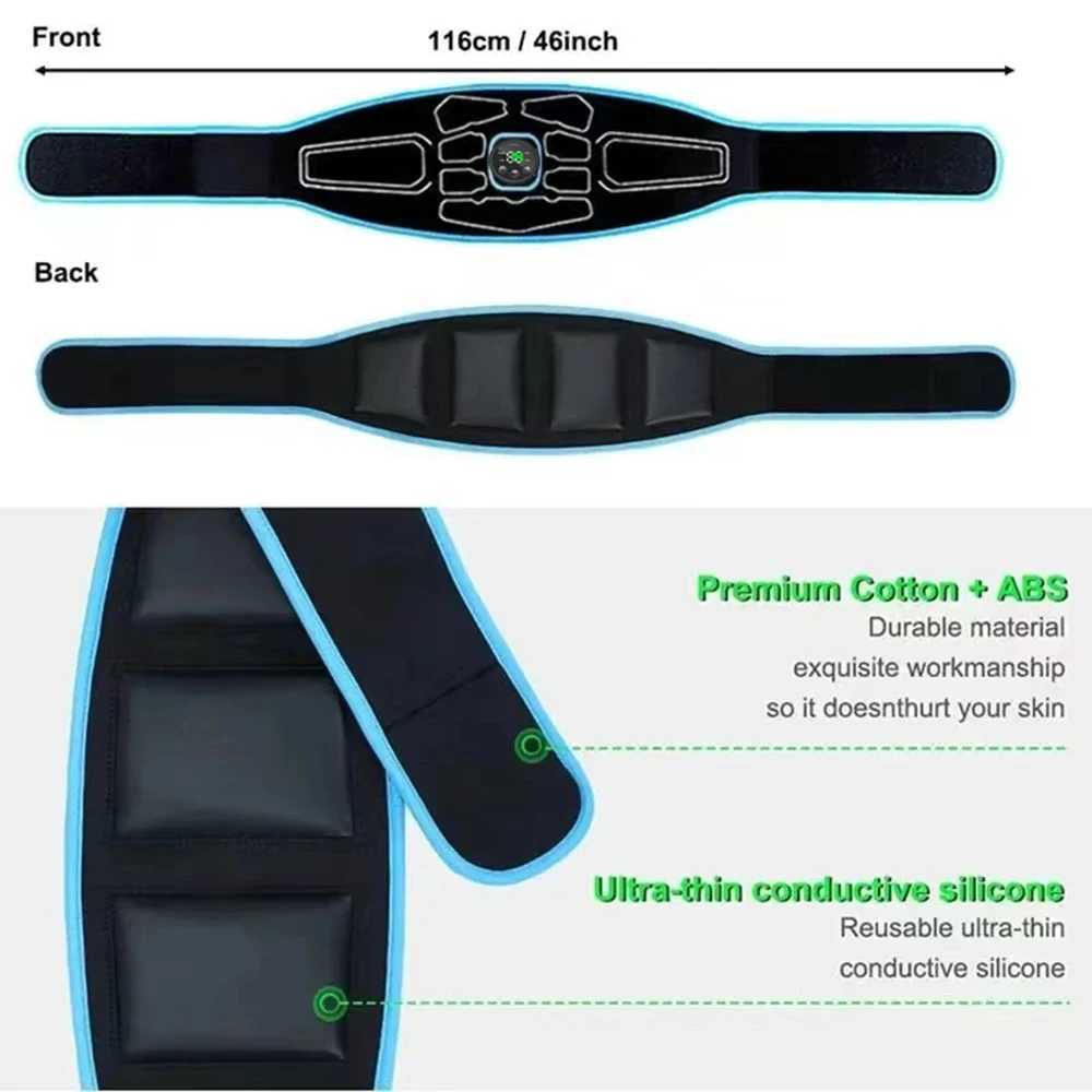EMS Abdominal Toning Belt Electric Muscle Stimulation Muscle Toner Portable Fitness Massager for Waist Body Slimming Shaping W250724