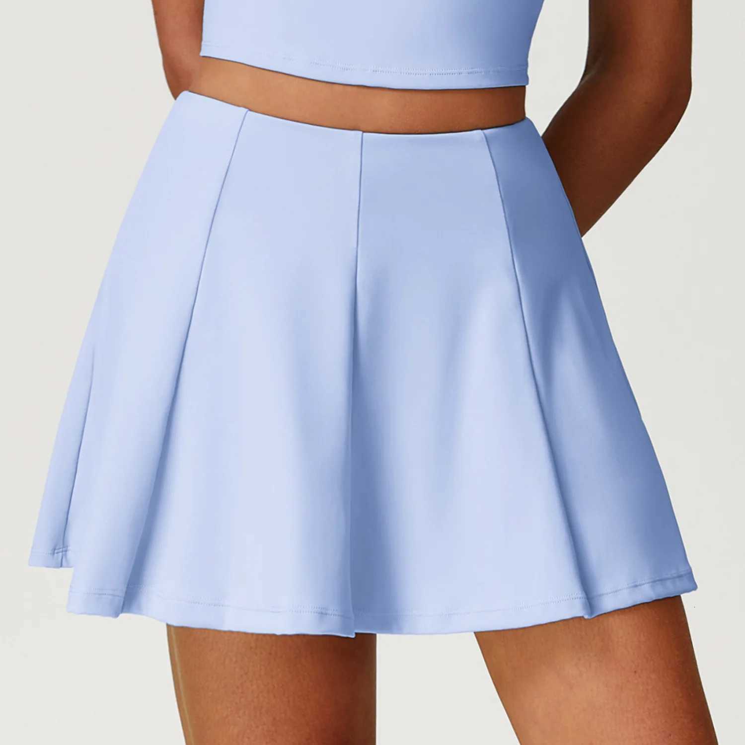 Yoga Skirt Womens Summer High Waist Pocket Workout Skirt Sports Skirt Solid Color Running Training Quick Drying Tennis Skirt XJ250724