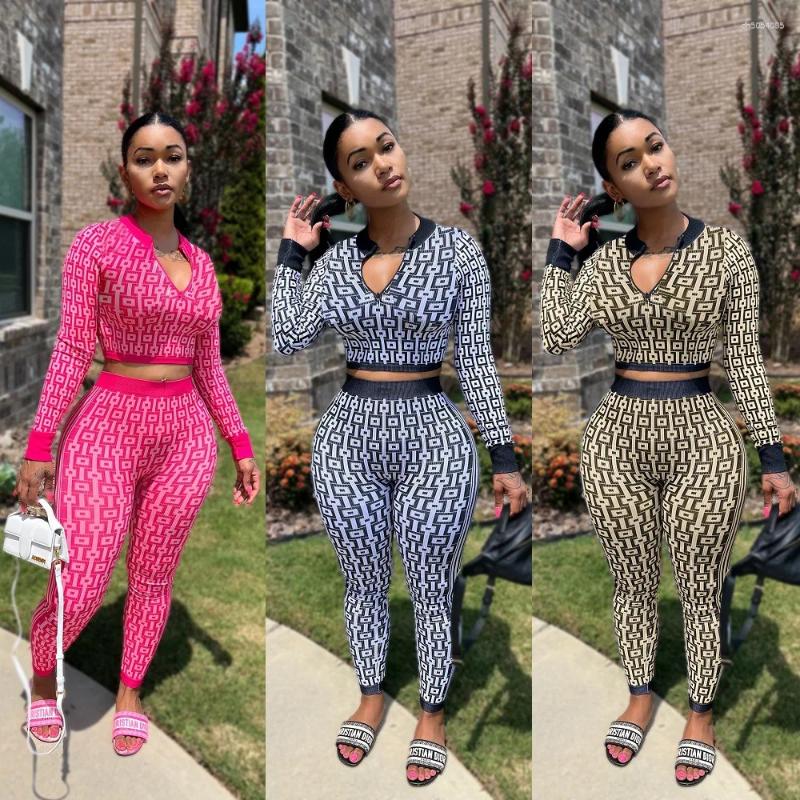 Lanjia- Women's Tracksuits Autumn And Winter Stretch Knitted Printed Suit Long-Sleeved Tight Sports Yoga Two-Piece Set For Women 23D3b