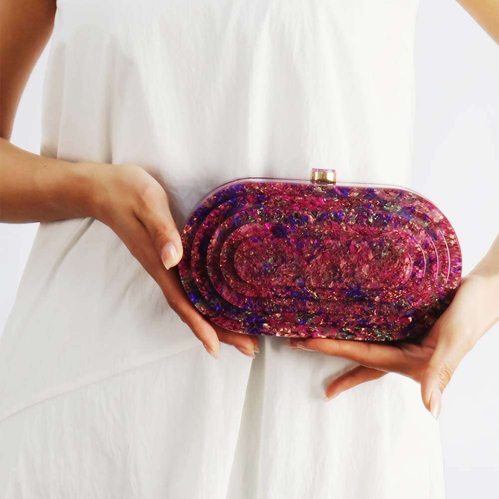 Designer Luxury Evening Diamond 2023 Summer Evening Patchwork Trendy Acrylic Single Shoulder Chain Bag for Women