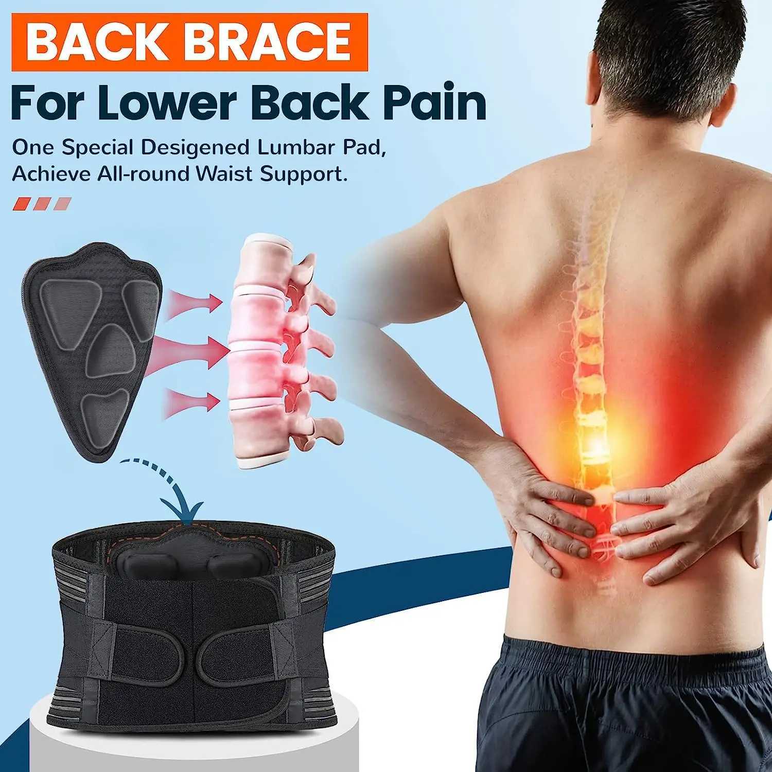 Adjustable Waist Belt Lumbar Support Back Fitness Sports Safety Waist Support Brace Tummy Control Double Banded just lumbar W250724